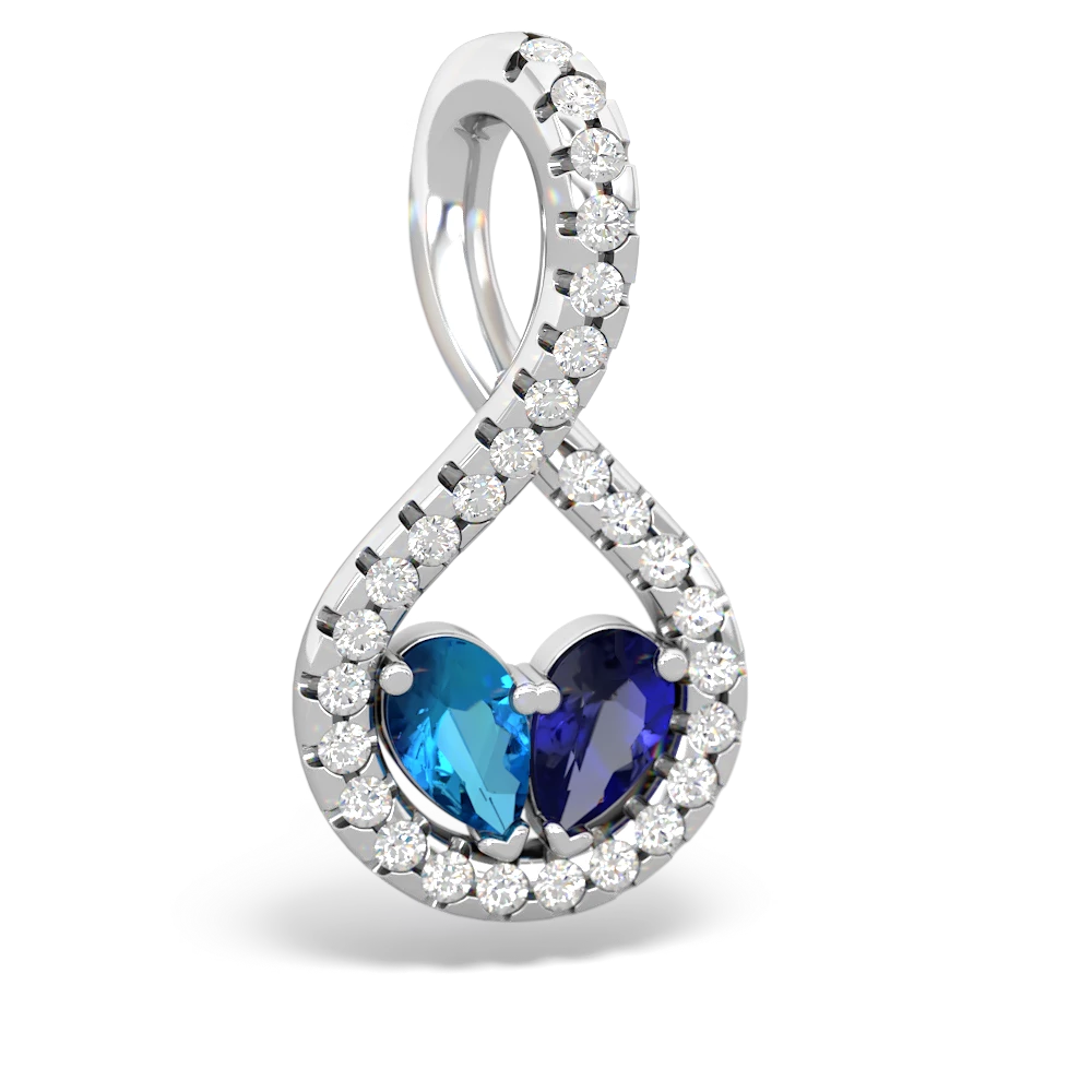 London Topaz Pave Twist 'One Heart' 14K White Gold pendant P5360