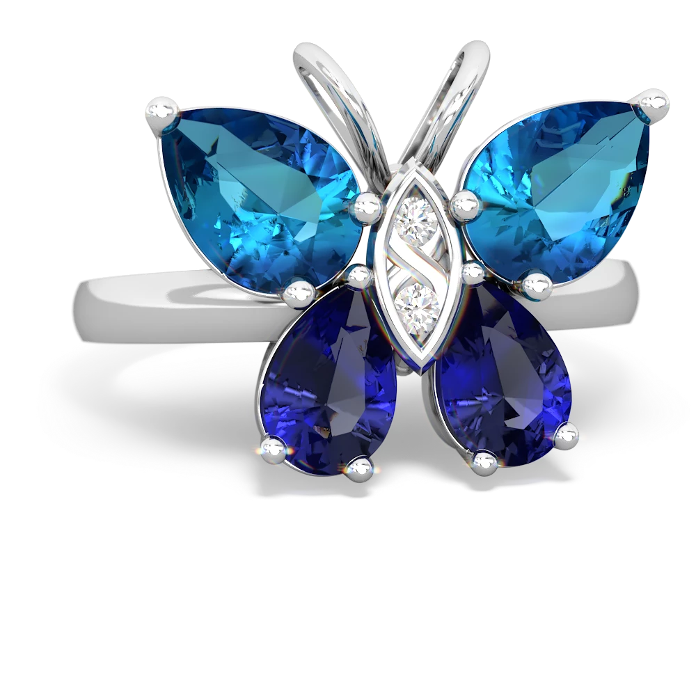 London Topaz Butterfly 14K White Gold ring R2215