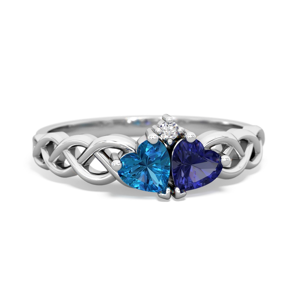 London Topaz Heart To Heart Braid 14K White Gold ring R5870