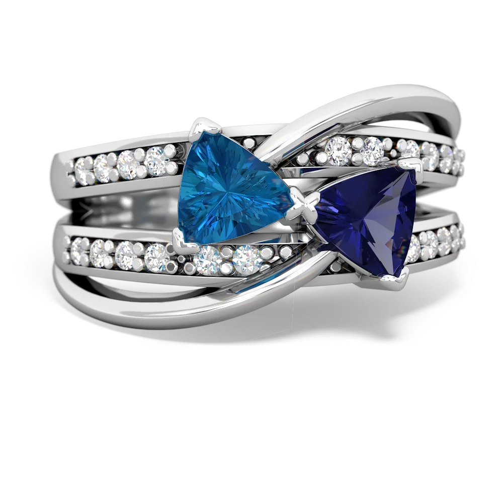 London Topaz Bowtie 14K White Gold ring R2360