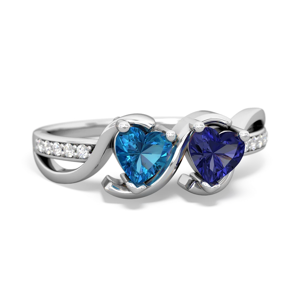 London Topaz Side By Side 14K White Gold ring R3090