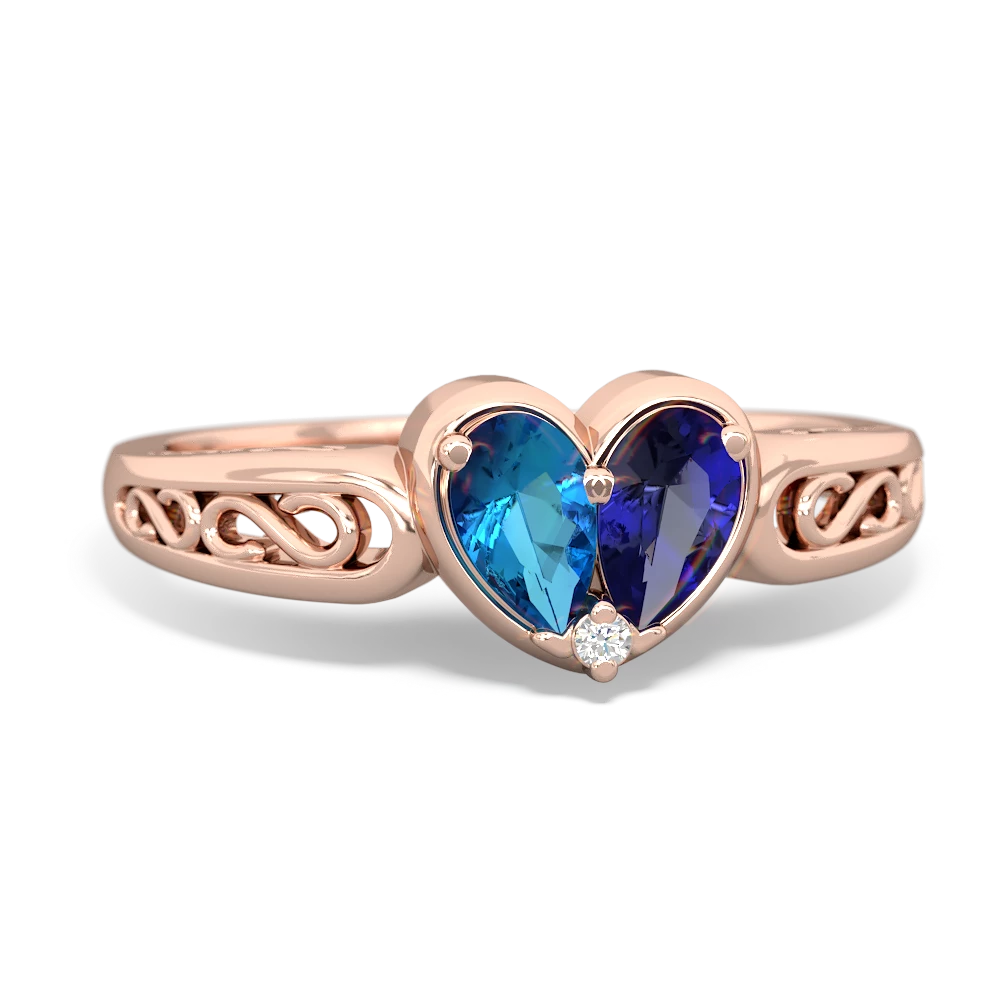 London Topaz Filligree 'One Heart' 14K Rose Gold ring R5070