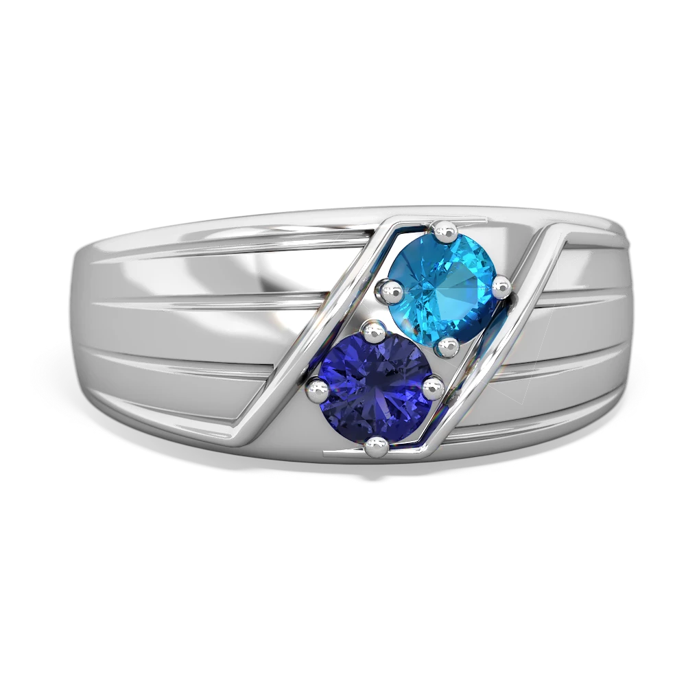 London Topaz Men's Streamline 14K White Gold ring R0460