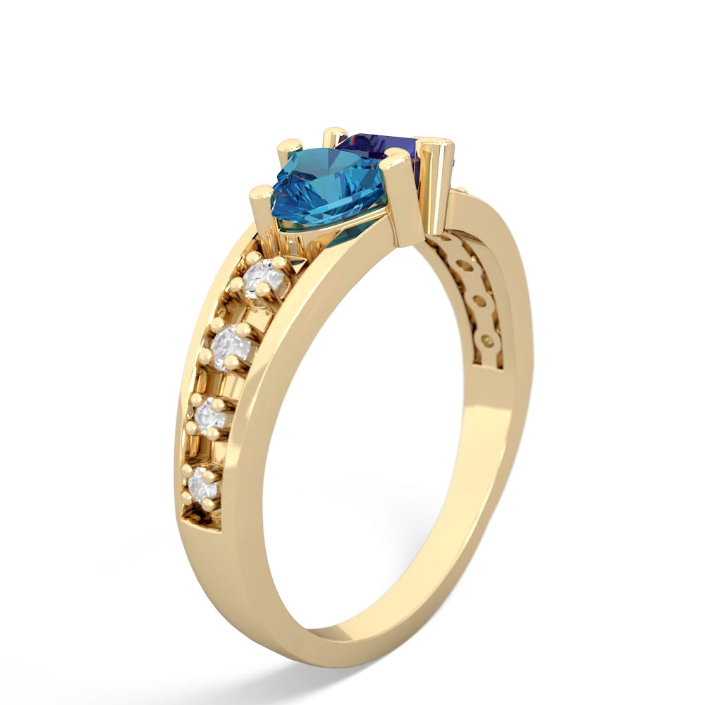 London Topaz Heart To Heart 14K Yellow Gold ring R3342