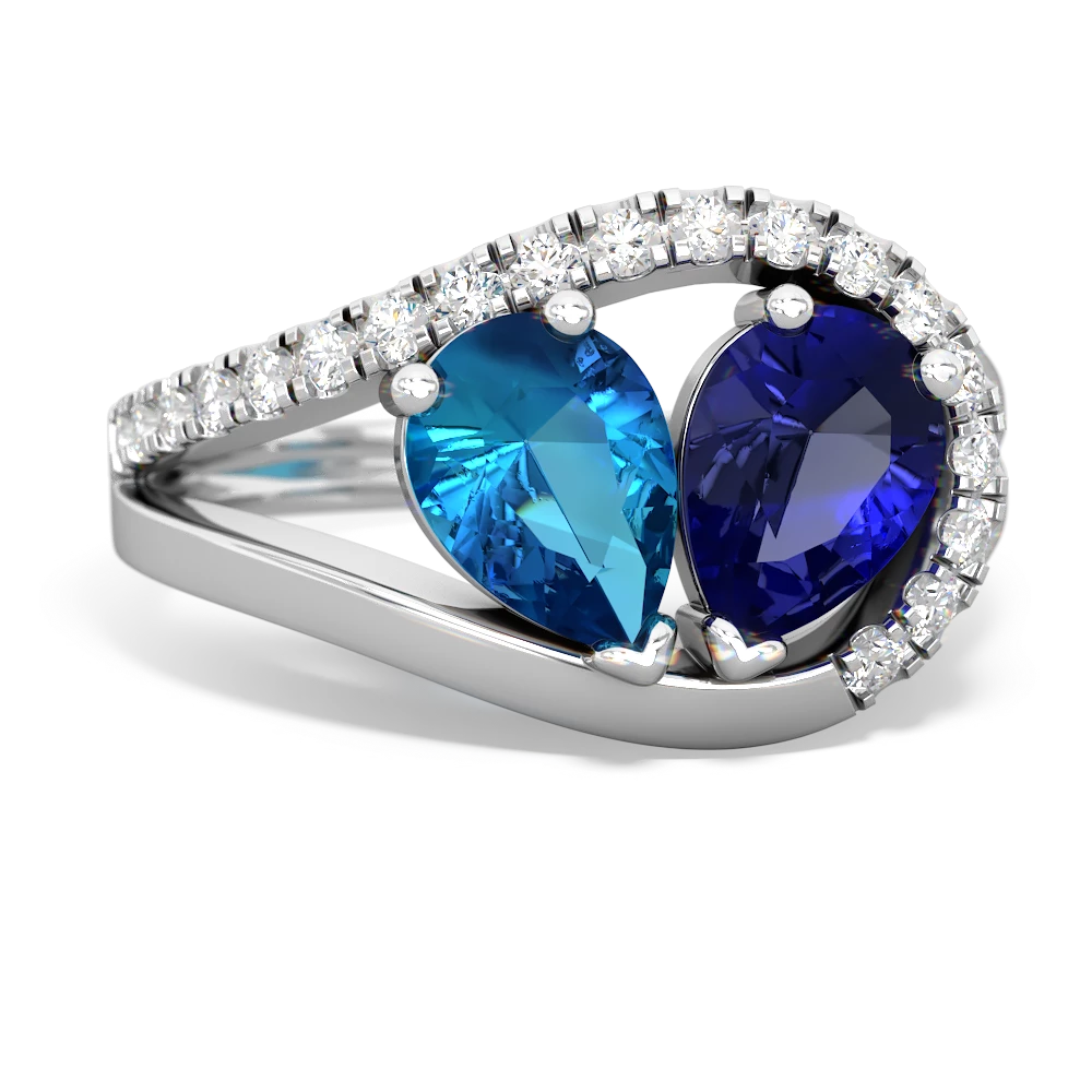 London Topaz Nestled Heart Keepsake 14K White Gold ring R5650