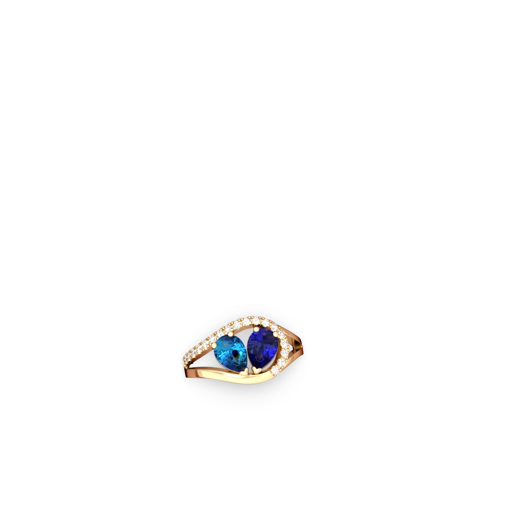 London Topaz Nestled Heart Keepsake 14K Yellow Gold ring R5650