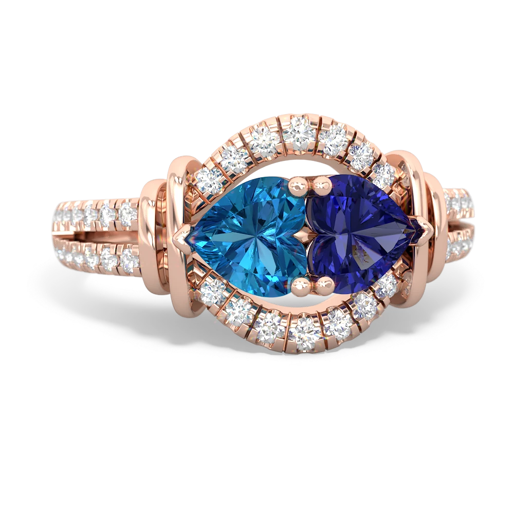 London Topaz Art-Deco Keepsake 14K Rose Gold ring R5630