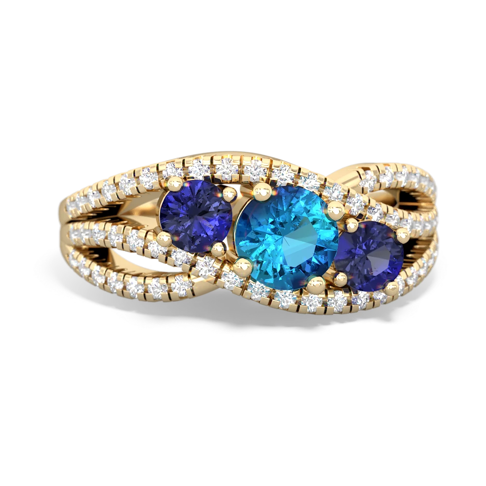 London Topaz Three Stone Aurora 14K Yellow Gold ring R3080