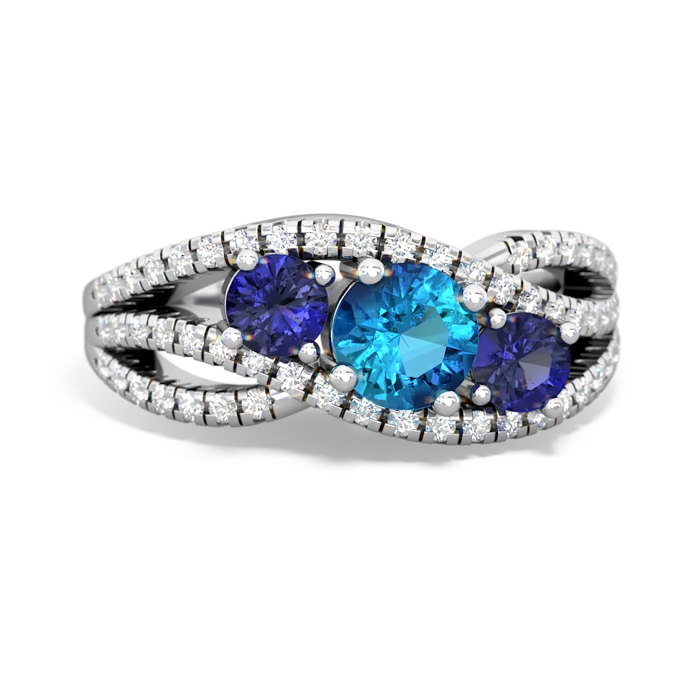 London Topaz Three Stone Aurora 14K White Gold ring R3080