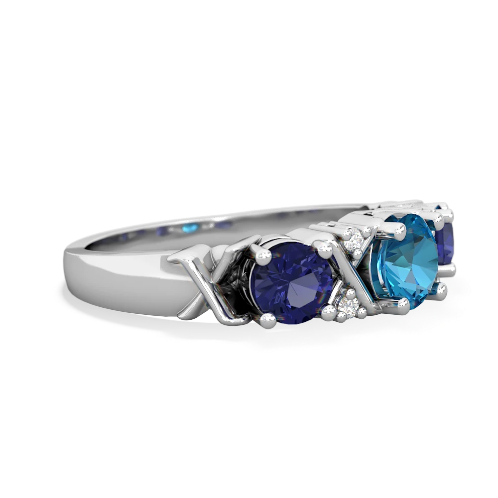 London Topaz Hugs And Kisses 14K White Gold ring R5016