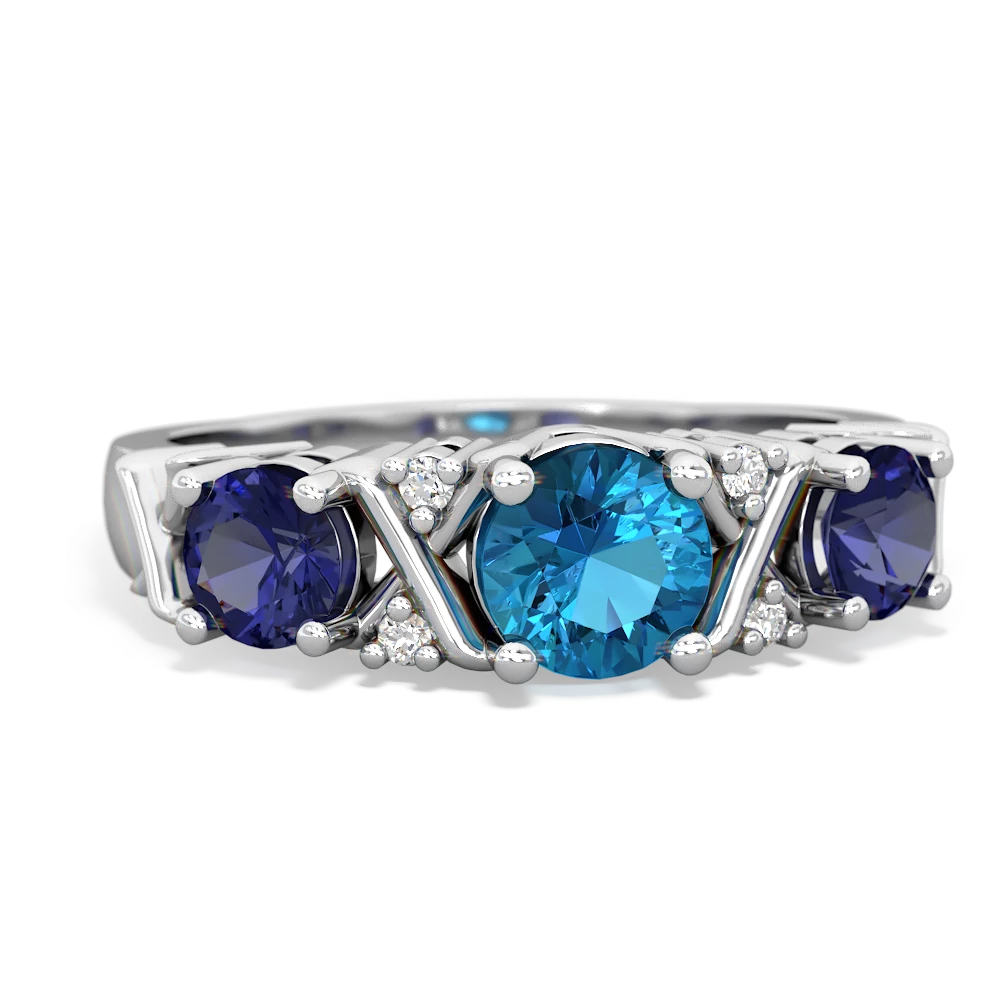 London Topaz Hugs And Kisses 14K White Gold ring R5016