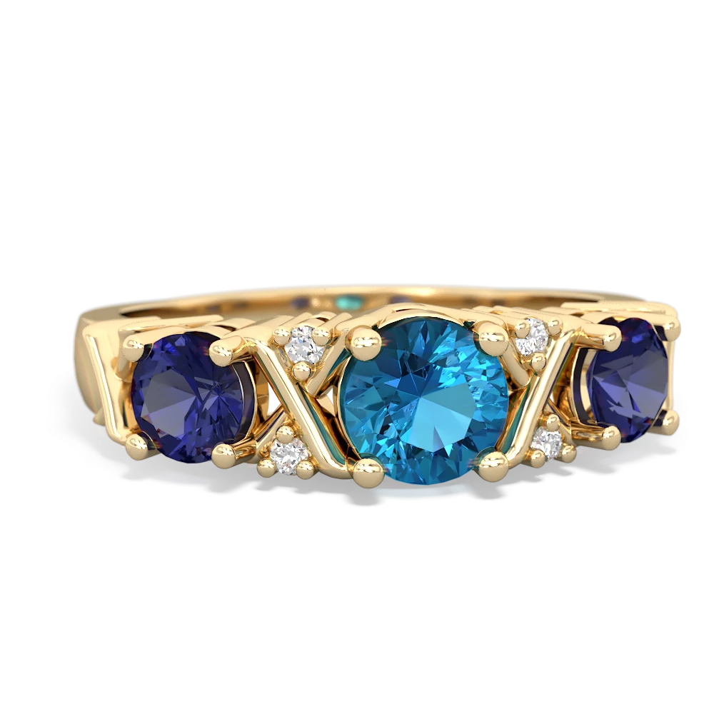 London Topaz Hugs And Kisses 14K Yellow Gold ring R5016