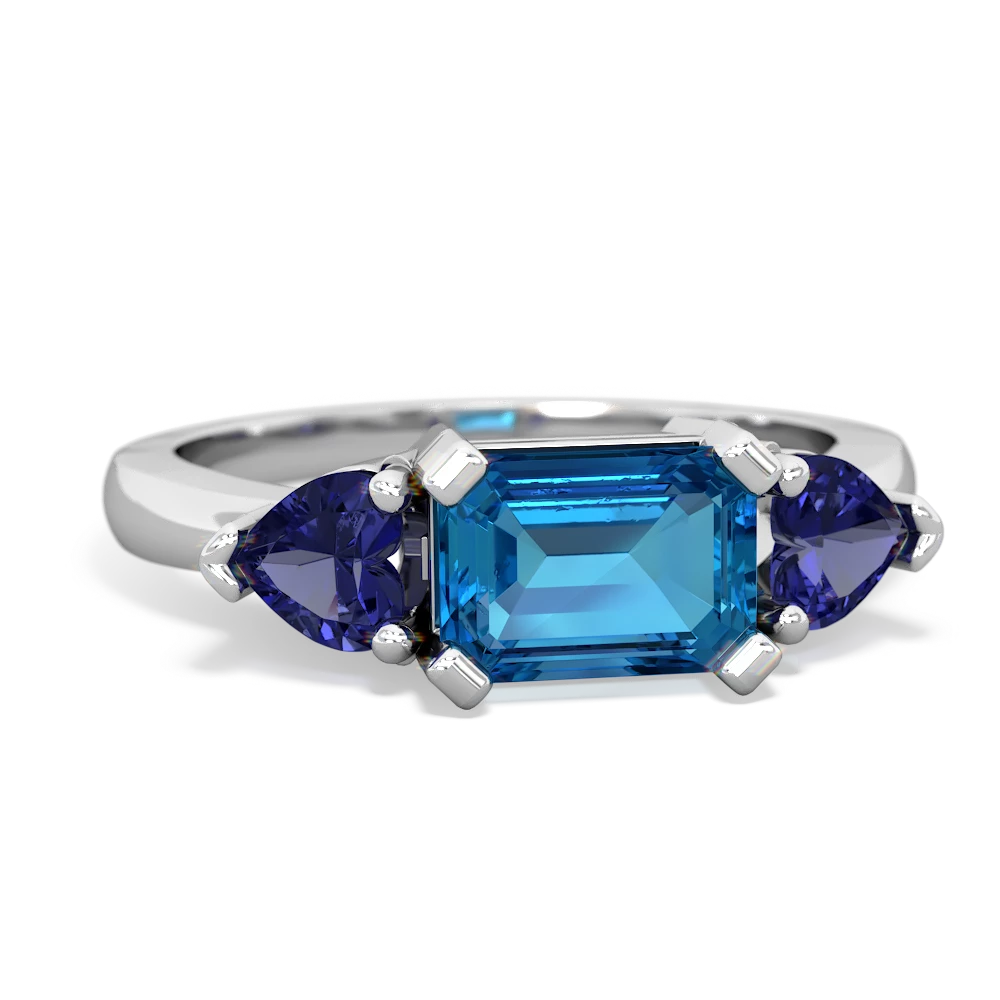 London Topaz Three Stone 14K White Gold ring R5235