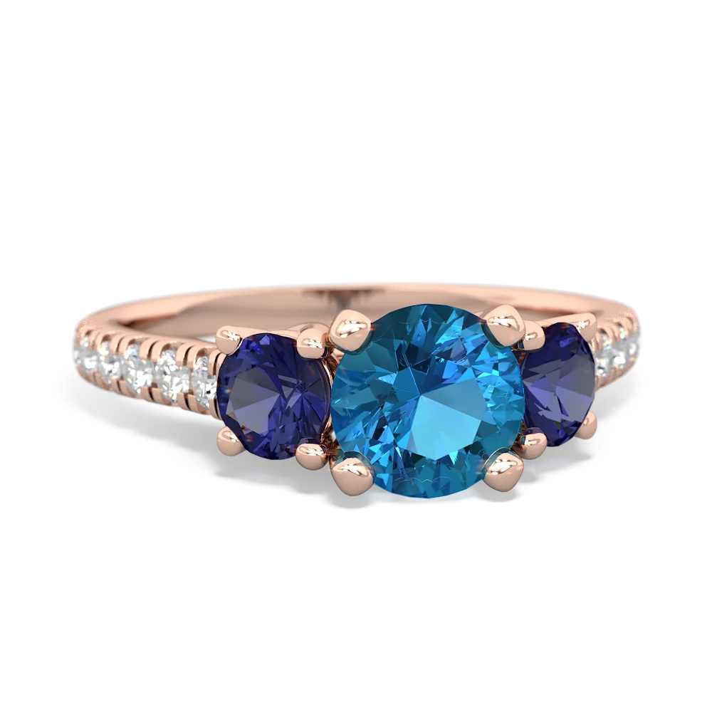 London Topaz Pave Trellis 14K Rose Gold ring R5500