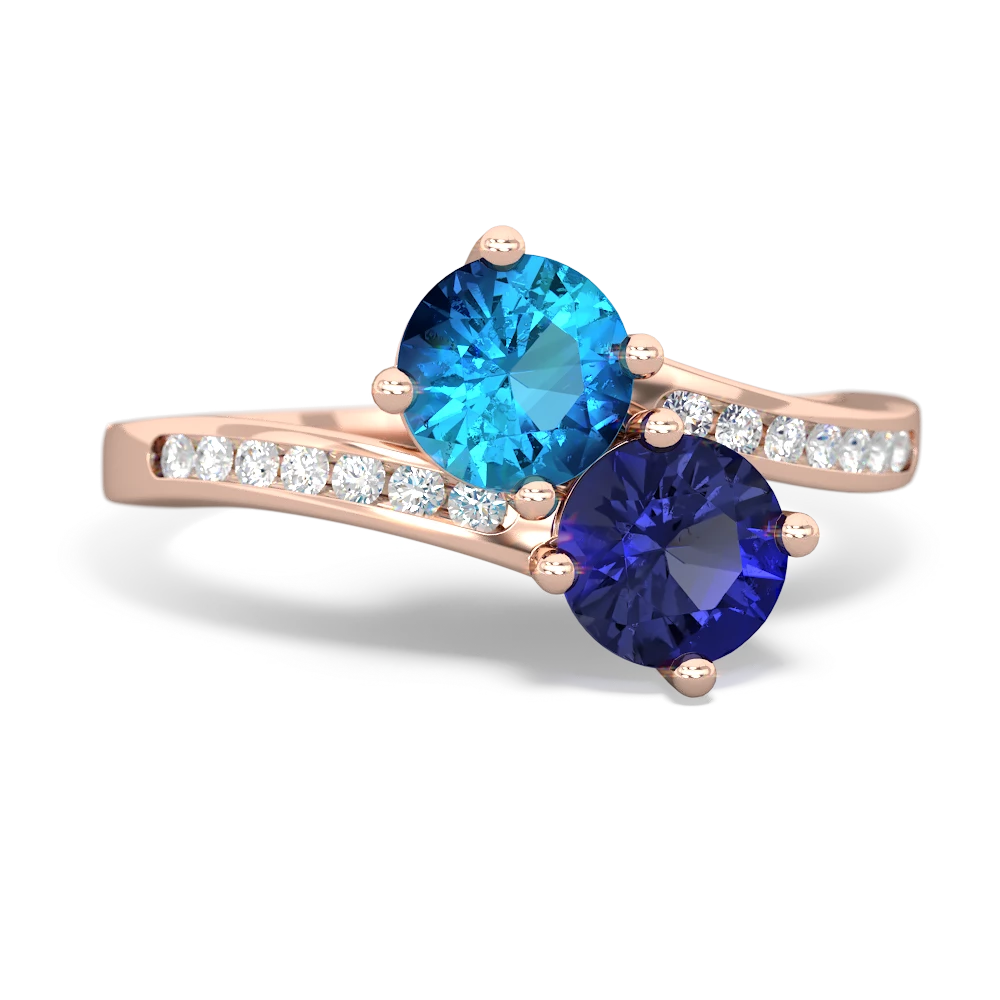 London Topaz Channel Set Two Stone 14K Rose Gold ring R5303