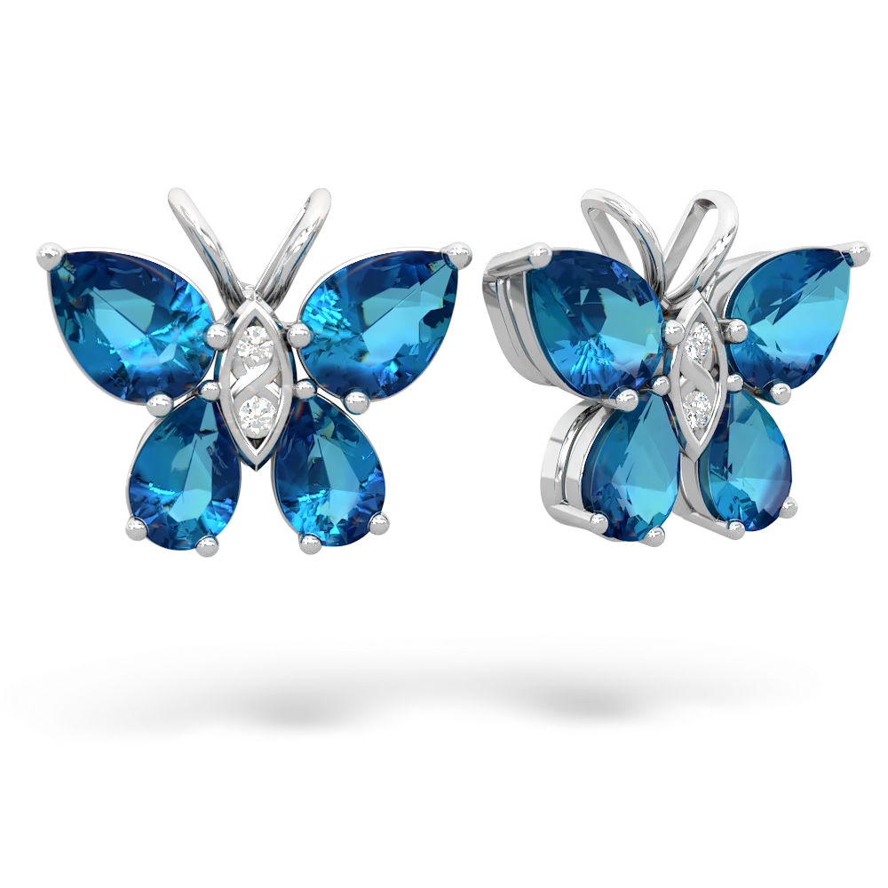 London Topaz Butterfly 14K White Gold earrings E2215