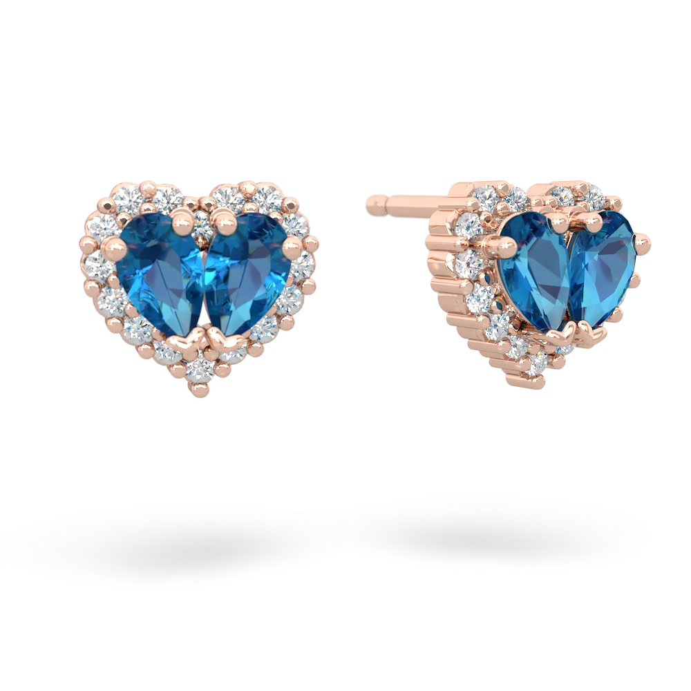 London Topaz Halo 14K Rose Gold earrings E7008