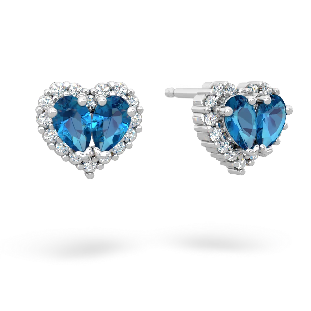 London Topaz Halo 14K White Gold earrings E7008