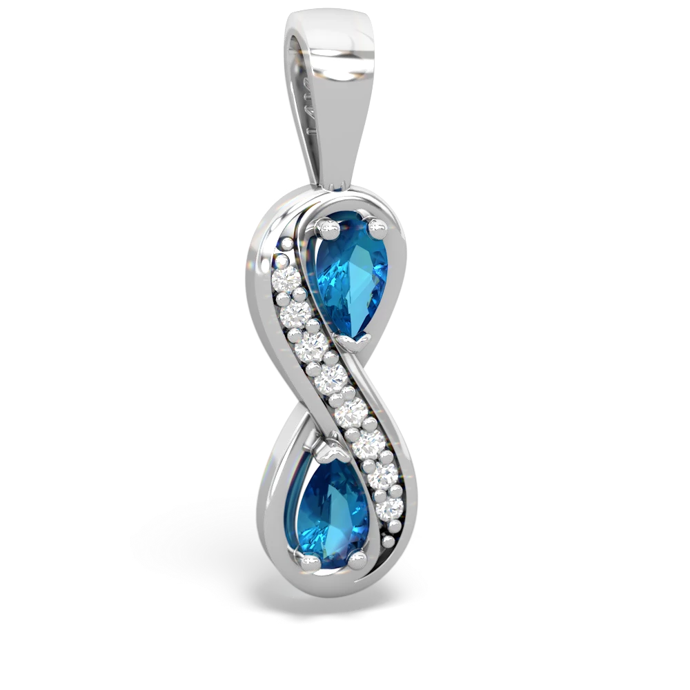 London Topaz Diamond Infinity 14K White Gold pendant P5390