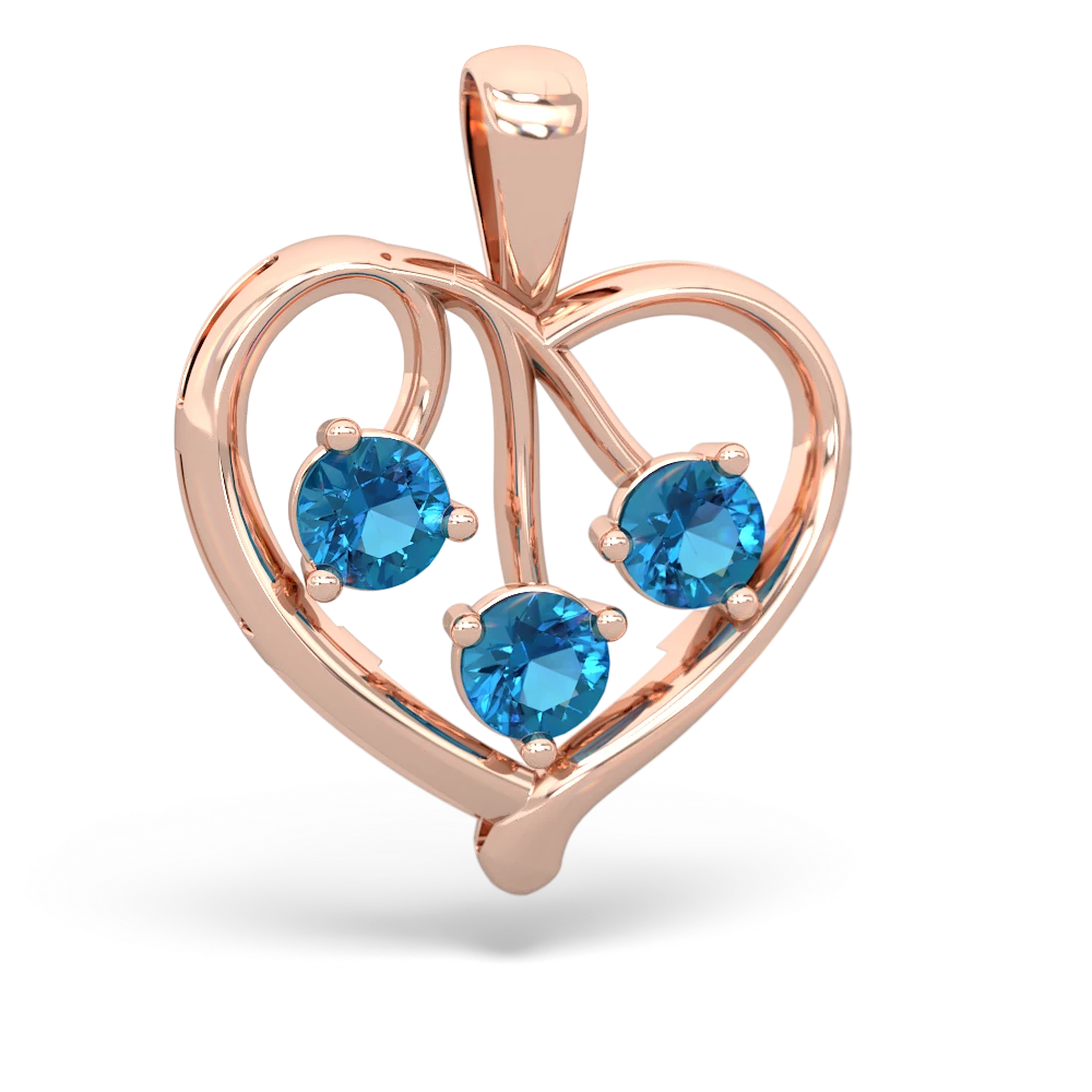 Lab Sapphire Glowing Heart 14K Rose Gold pendant P2233