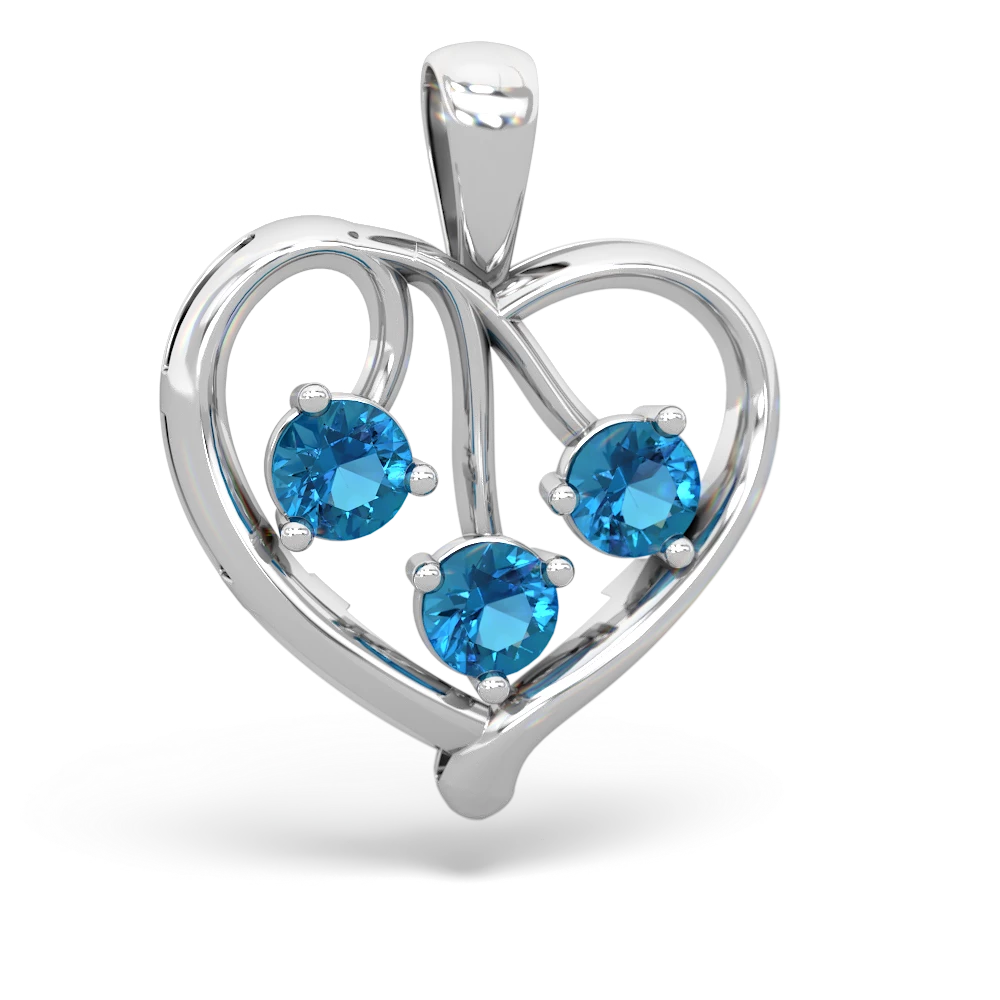 Aquamarine Glowing Heart 14K White Gold pendant P2233