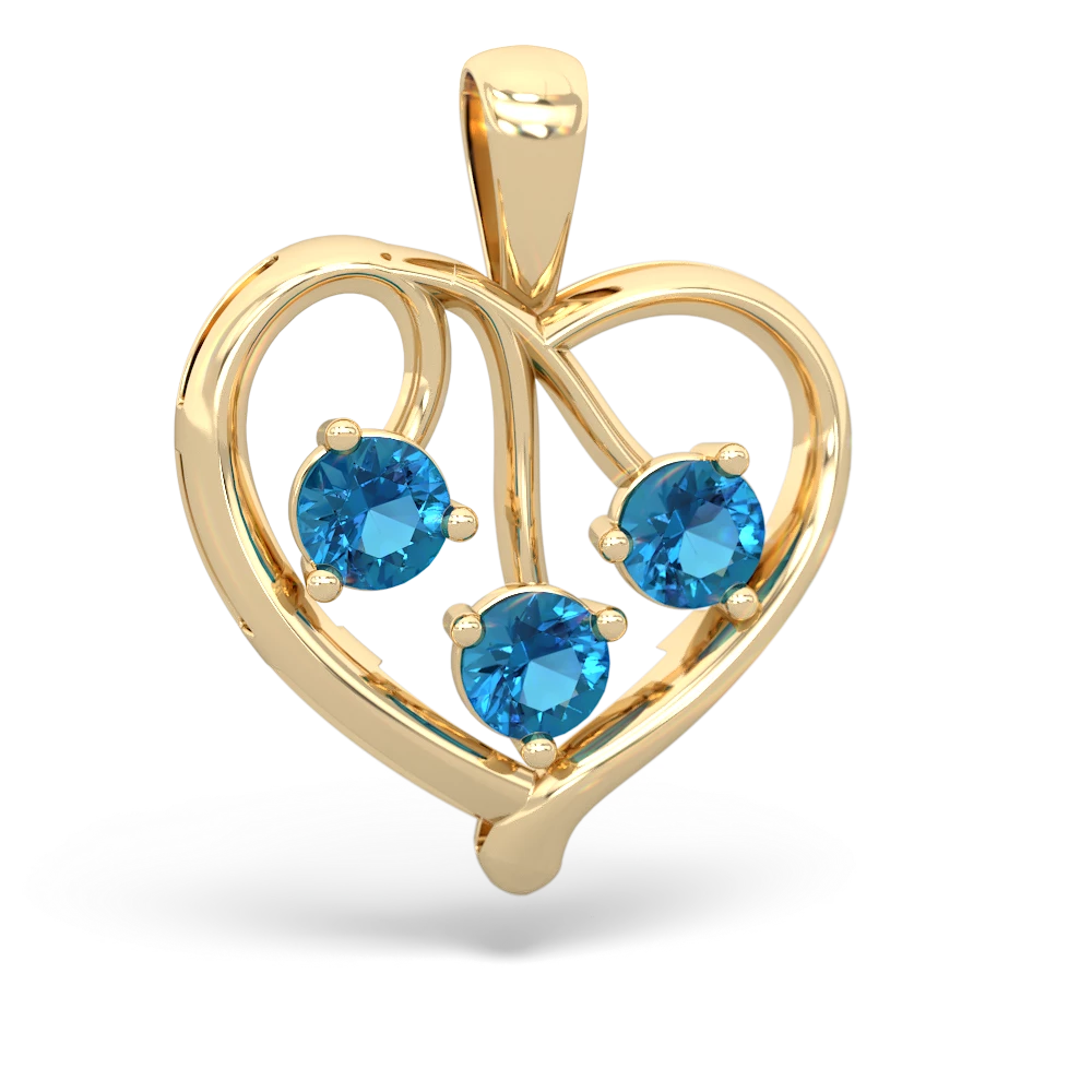 Onyx Glowing Heart 14K Yellow Gold pendant P2233