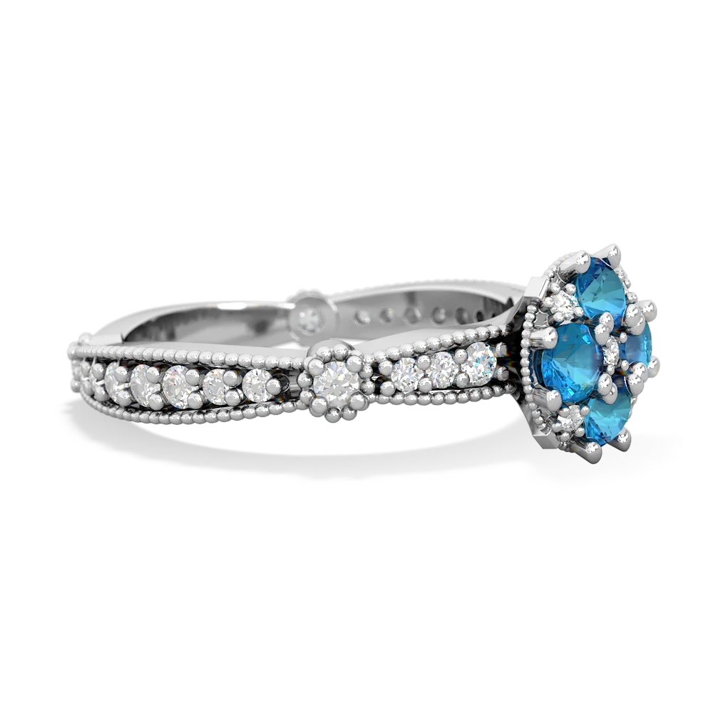 London Topaz Sparkling Tiara Cluster 14K White Gold ring R26293RD