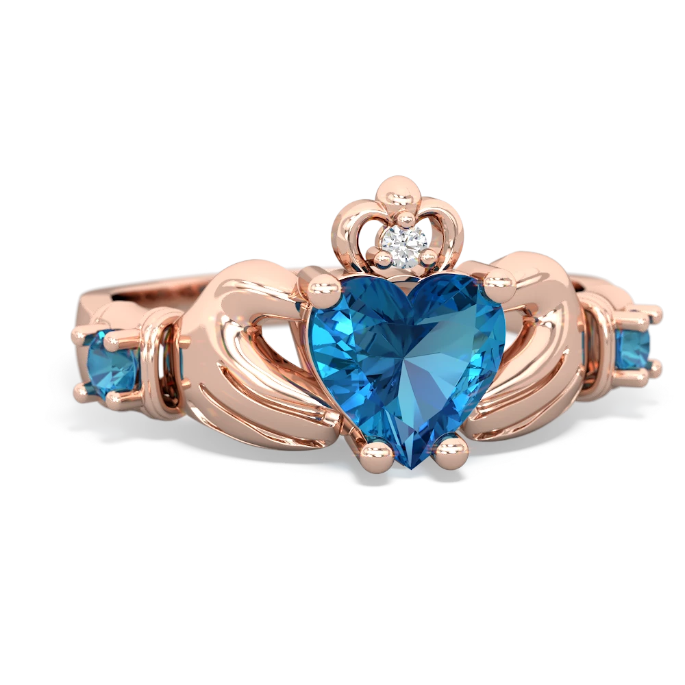 Lab Sapphire Claddagh Keepsake 14K Rose Gold ring R5245