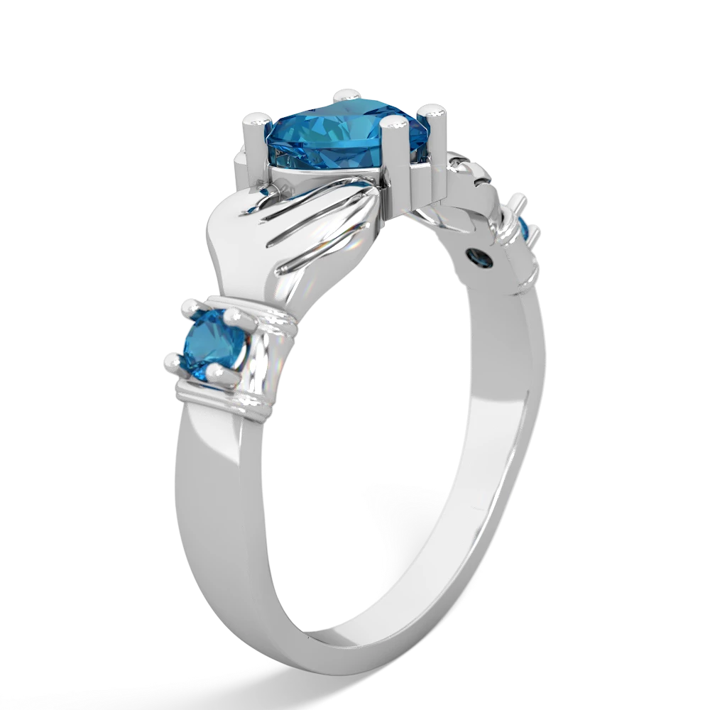 London Topaz Claddagh Keepsake 14K White Gold ring R5245