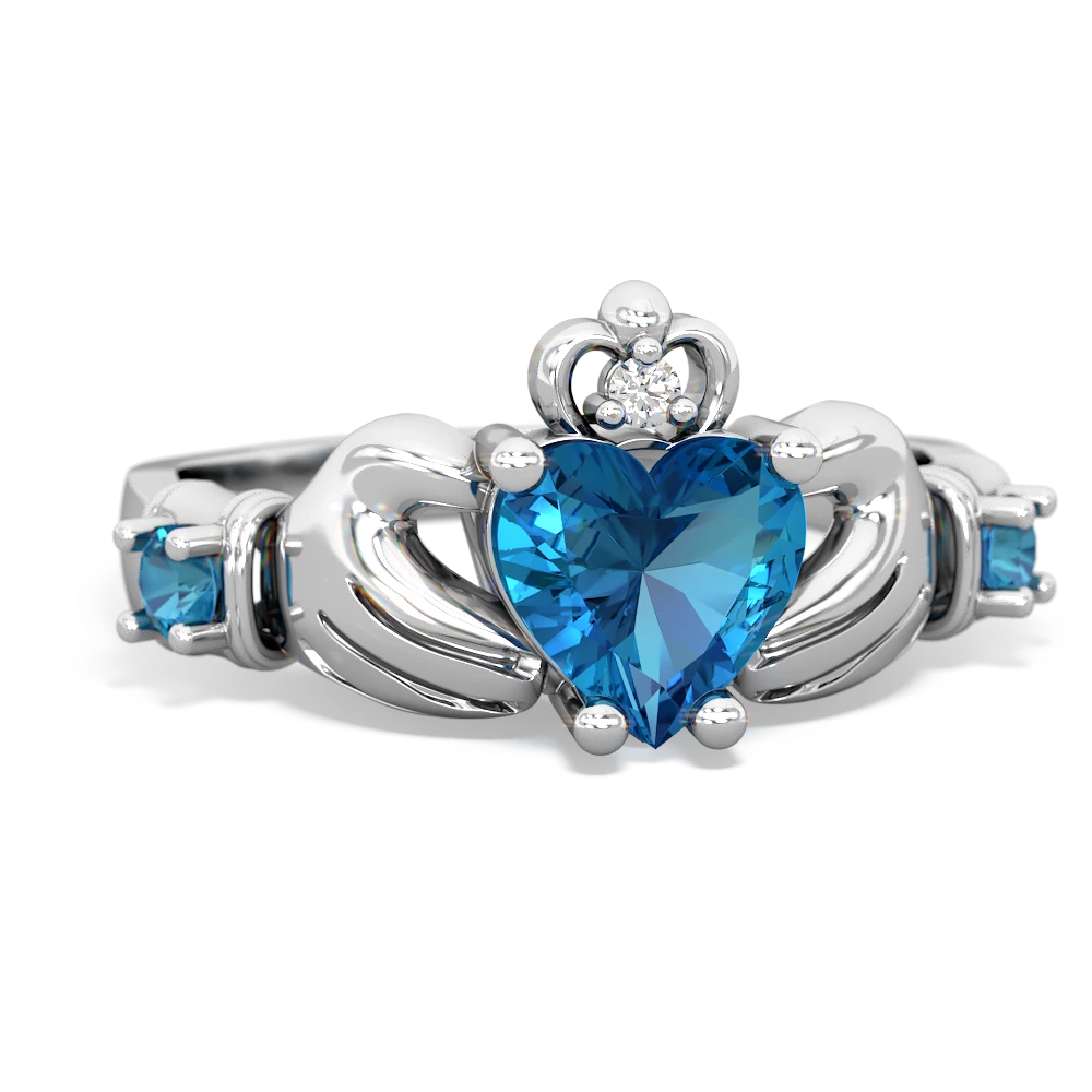 Blue Topaz Claddagh Keepsake 14K White Gold ring R5245