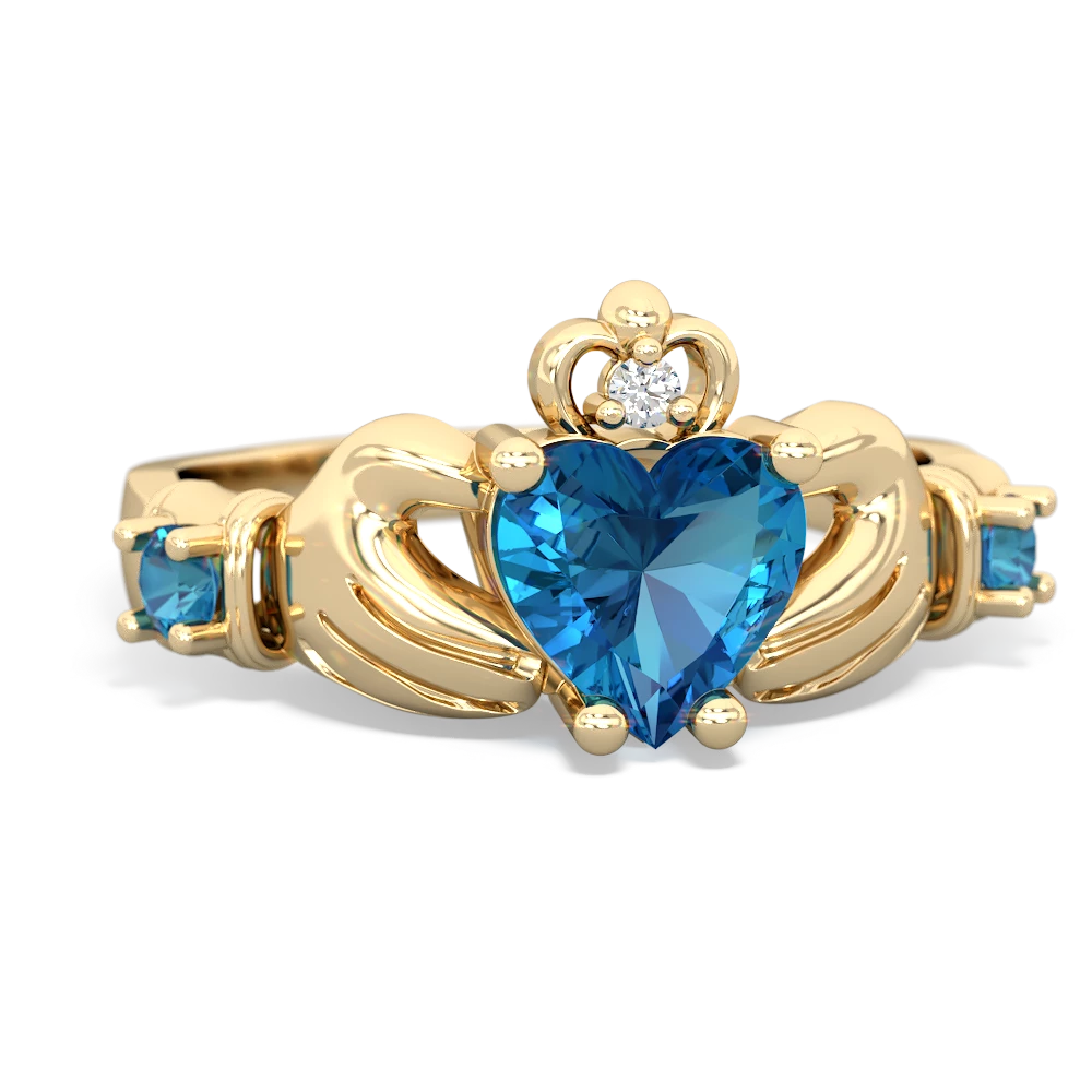 White Topaz Claddagh Keepsake 14K Yellow Gold ring R5245