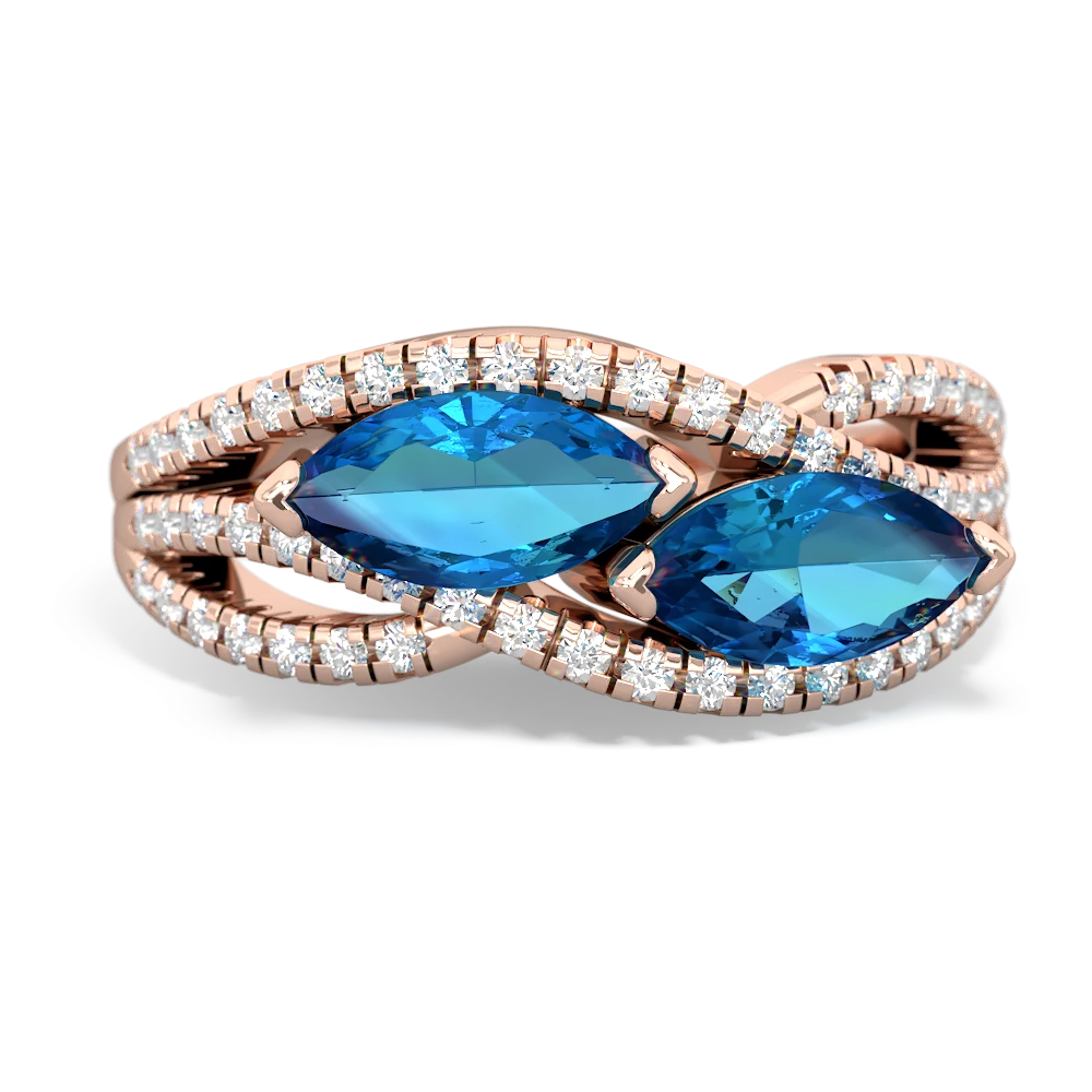 London Topaz Diamond Rivers 14K Rose Gold ring R3070