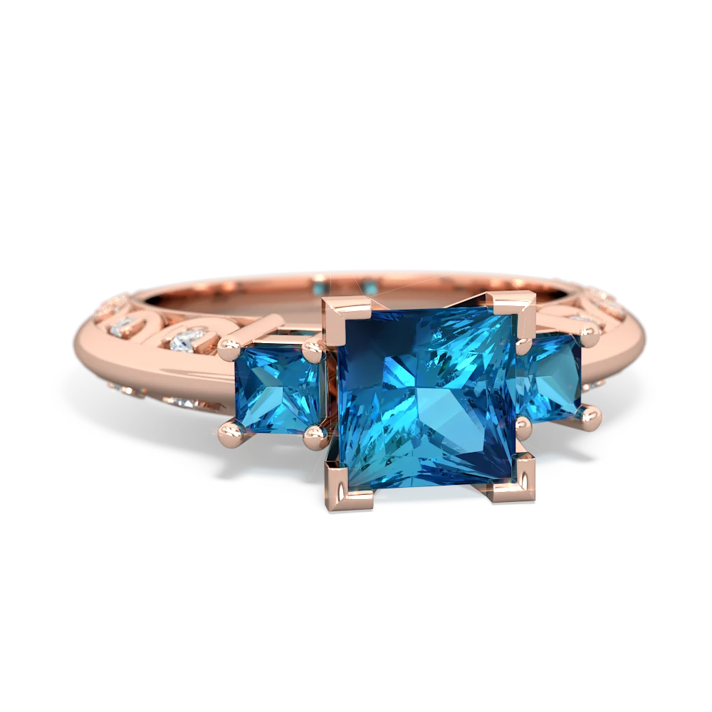 Blue Topaz Eternal Embrace Engagement 14K Rose Gold ring C2001