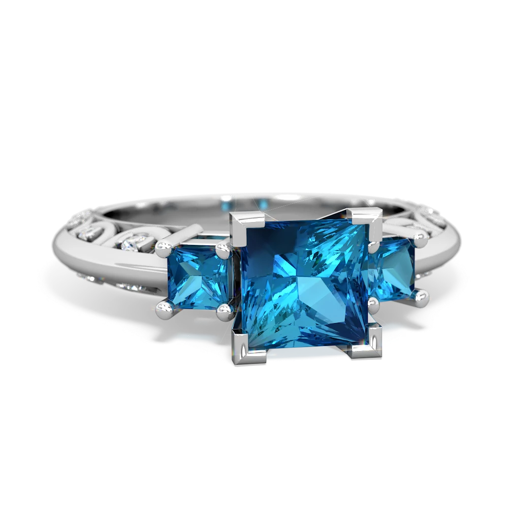 Lab Sapphire Eternal Embrace Engagement 14K White Gold ring C2001