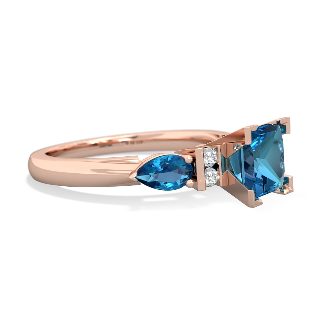 Aquamarine 6Mm Princess Eternal Embrace Engagement 14K Rose Gold ring C2002