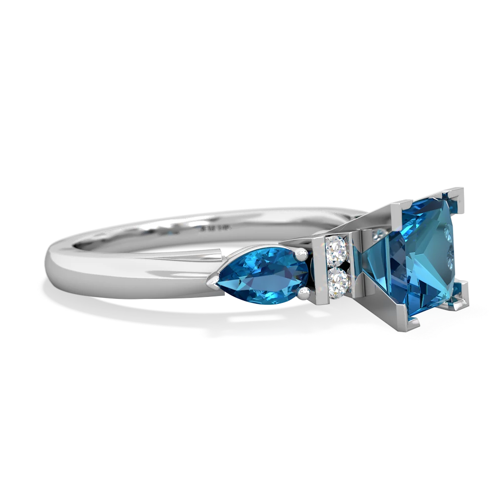 Lab Sapphire 6Mm Princess Eternal Embrace Engagement 14K White Gold ring C2002