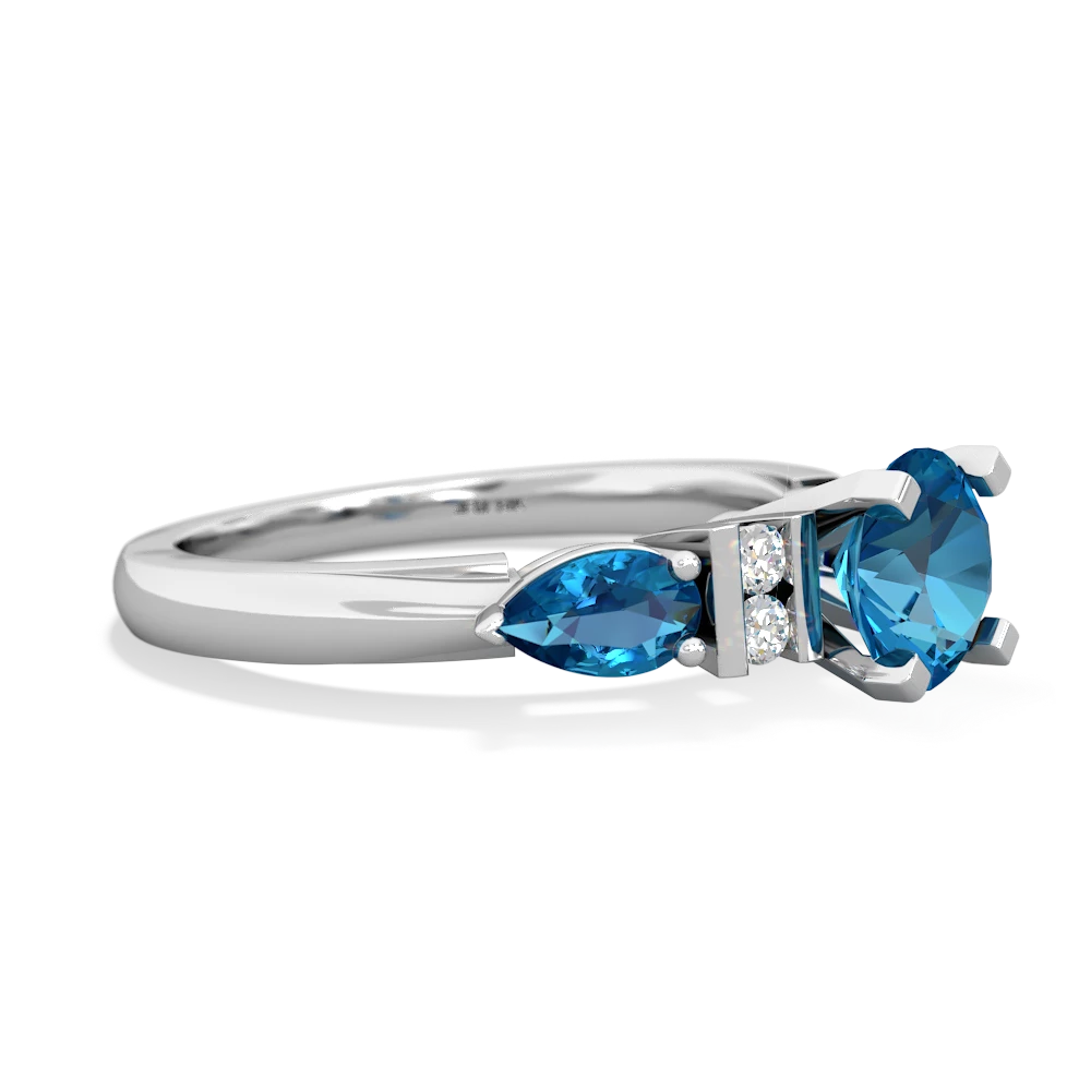 Turquoise 6Mm Round Eternal Embrace Engagement 14K White Gold ring R2005