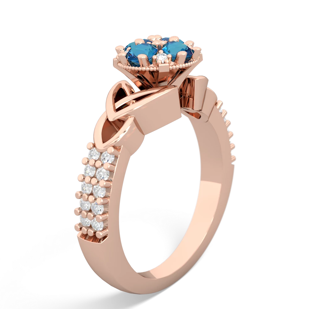 London Topaz Celtic Knot Cluster Engagement 14K Rose Gold ring R26443RD