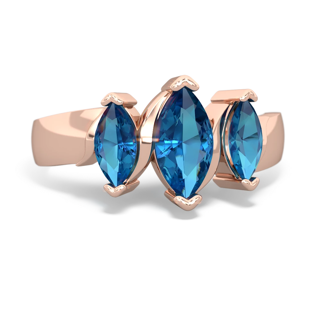 Lab Sapphire Three Peeks 14K Rose Gold ring R2433