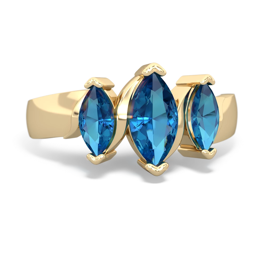 Blue Topaz Three Peeks 14K Yellow Gold ring R2433