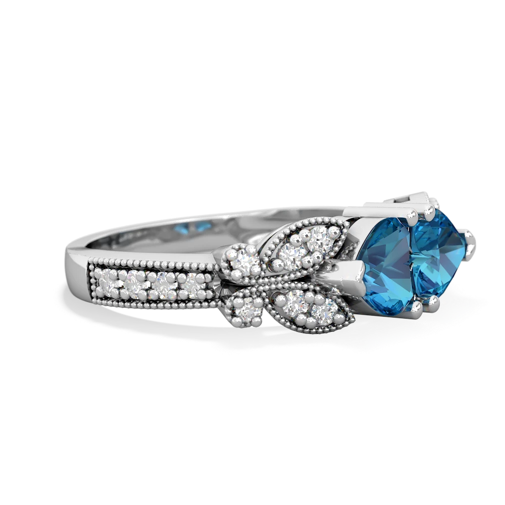 London Topaz Diamond Butterflies 14K White Gold ring R5601