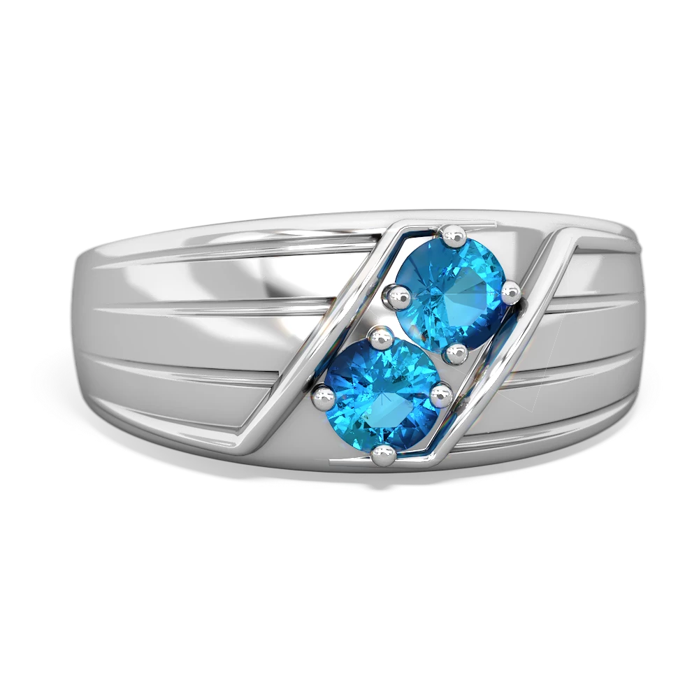 London Topaz Men's Streamline 14K White Gold ring R0460