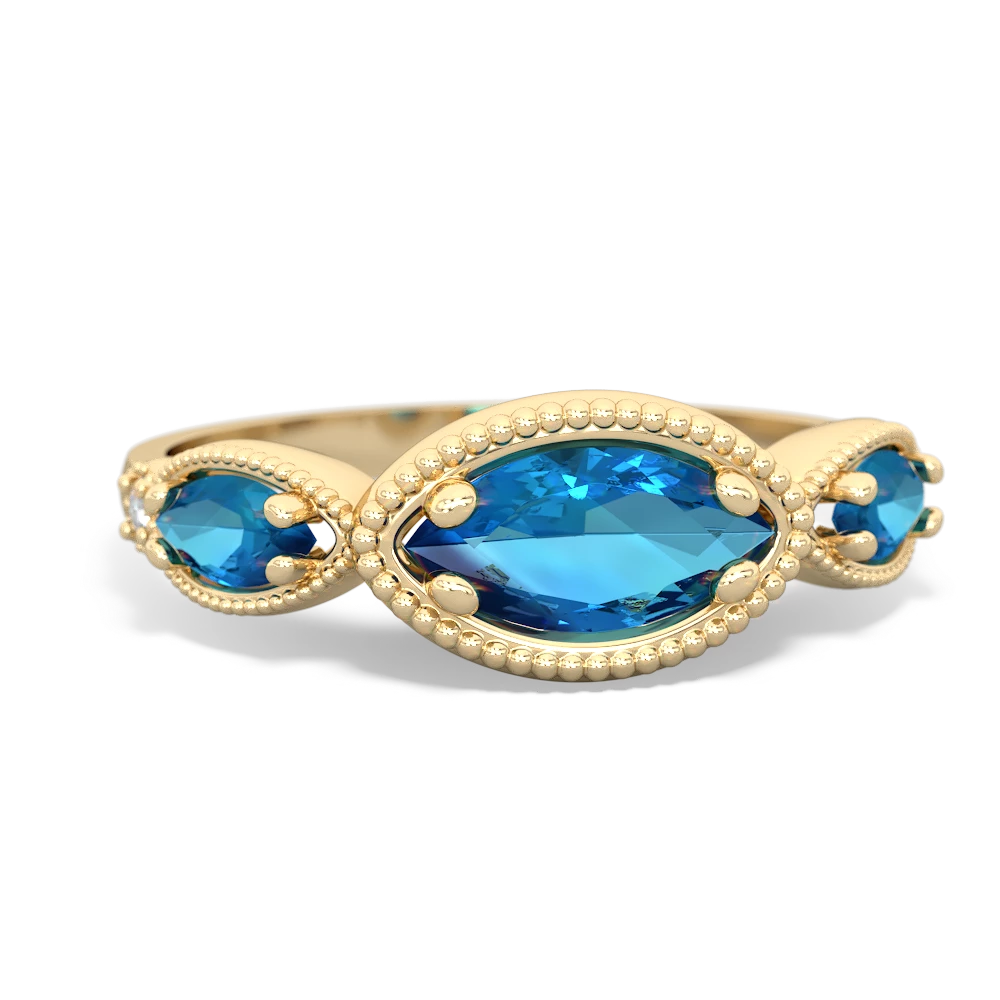 Lab Sapphire Milgrain Marquise 14K Yellow Gold ring R5700