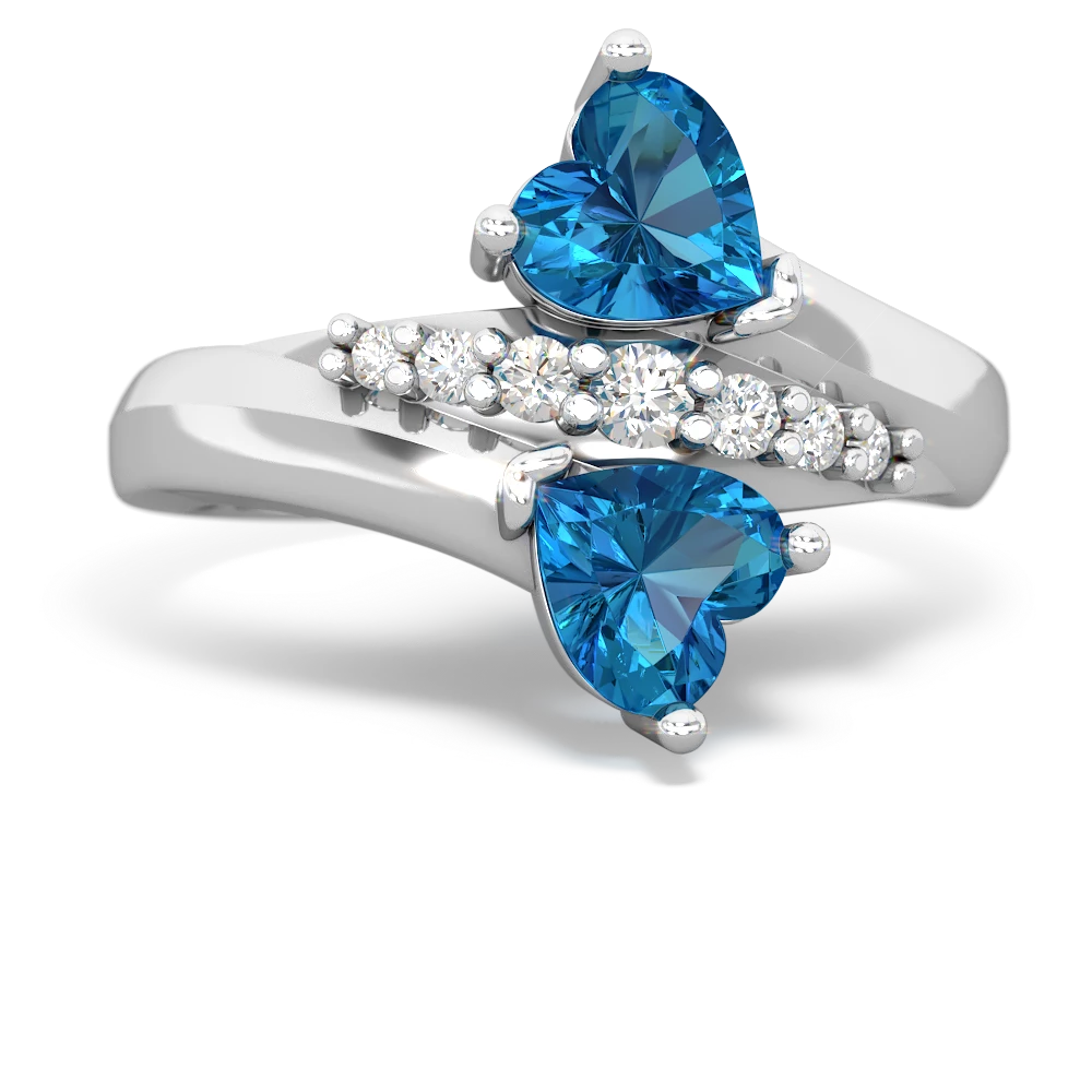 London Topaz Heart To Heart 14K White Gold ring R2064