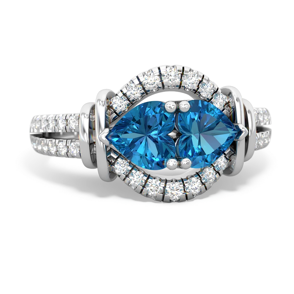 London Topaz Art-Deco Keepsake 14K White Gold ring R5630