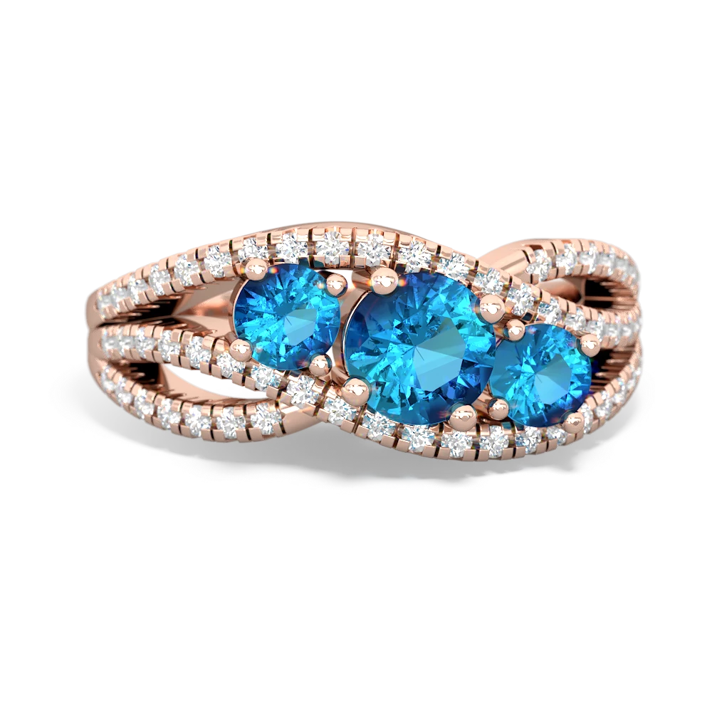 Tanzanite Three Stone Aurora 14K Rose Gold ring R3080