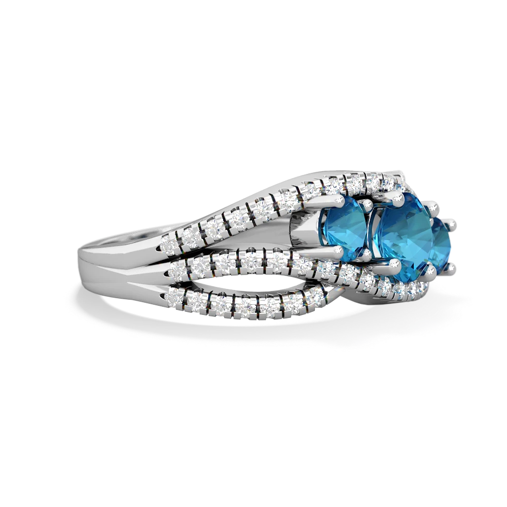 Blue Topaz Three Stone Aurora 14K White Gold ring R3080