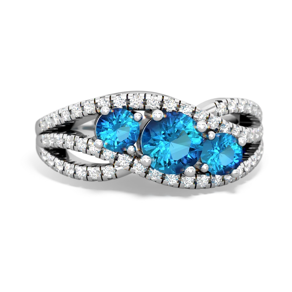 Blue Topaz Three Stone Aurora 14K White Gold ring R3080