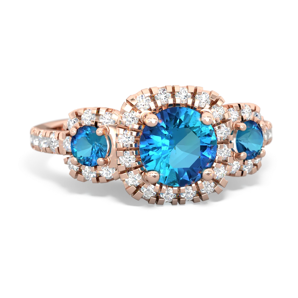 London Topaz Regal Halo 14K Rose Gold ring R5350