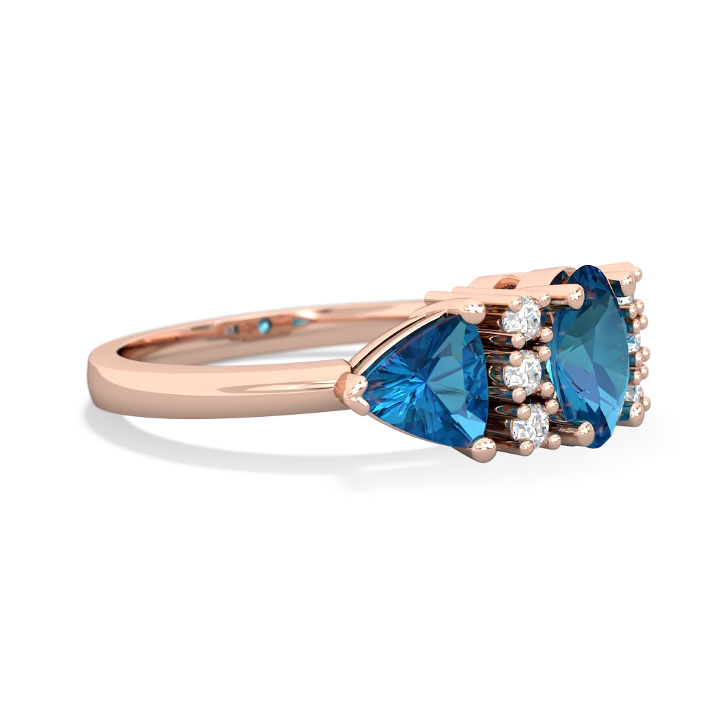 Lab Sapphire Antique Style Three Stone 14K Rose Gold ring R2186